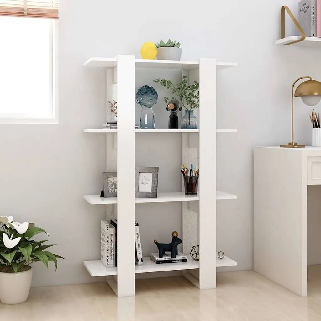 Wooden Book Cabinet Room Divider Storage Unit 80W x 30D x 123.5H cm White