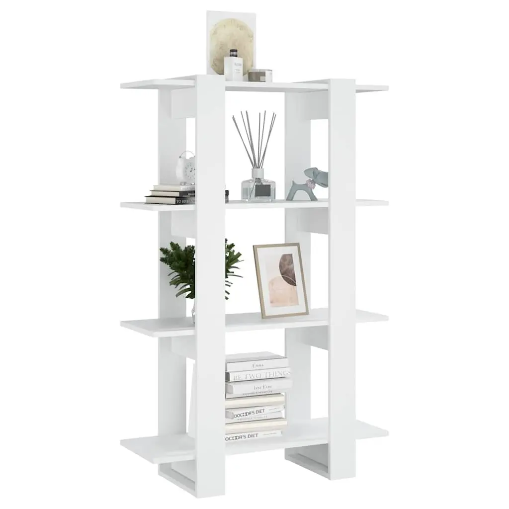 Wooden Book Cabinet Room Divider Storage Unit 80W x 30D x 123.5H cm White