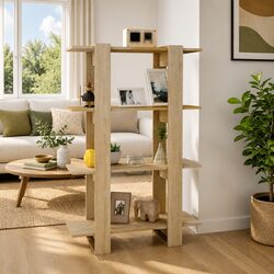 Wooden Book Cabinet Room Divider with Ample Storage