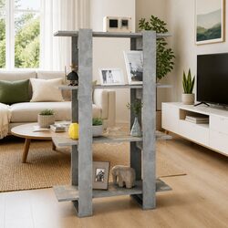 Wooden Shelving Unit Room Divider in Grey