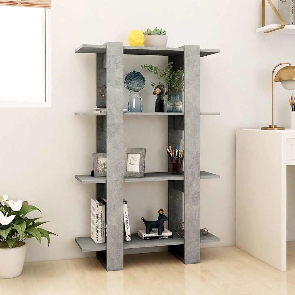 Book Cabinet Room Divider Wooden Shelving Storage Organiser 80W x 30D x 123.5H cm Grey