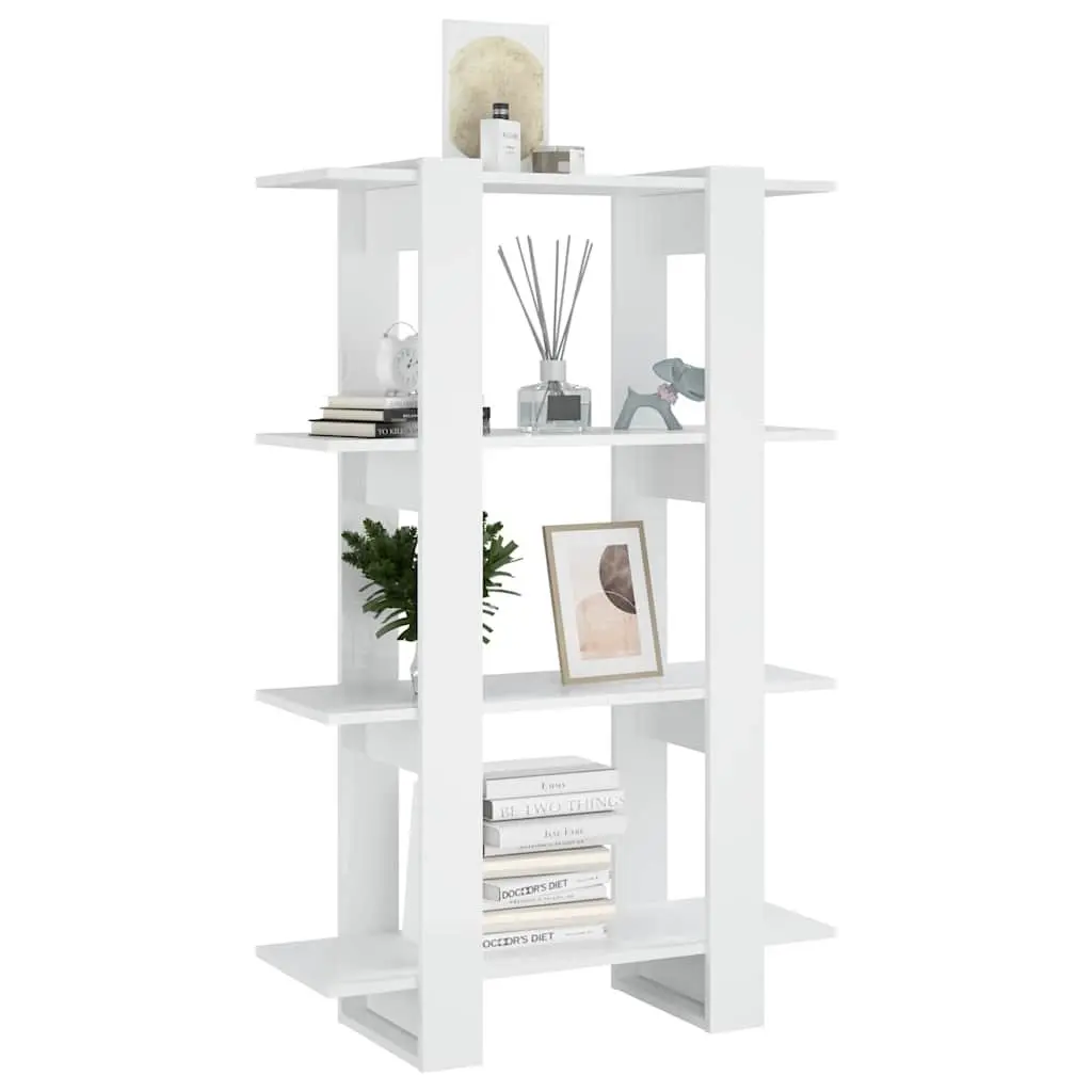 Book Cabinet Room Divider High Gloss White Storage Shelving Unit 80x30x123.5cm