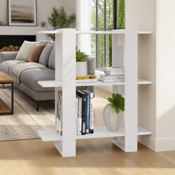 White Wooden Book Cabinet with Versatile Storage Solutions