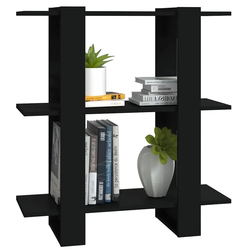 Book Cabinet Room Divider Storage Shelving Unit Sturdy Black Wooden 80W x 30D x 87H cm