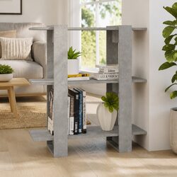 Wooden Book Cabinet Storage Unit Grey 80x30x87 cm