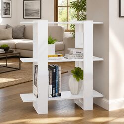 White High Gloss Wooden Book Cabinet with Room Divider Function