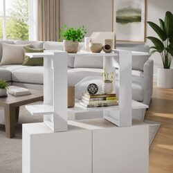 High Gloss White Book Cabinet with Room Divider Functionality
