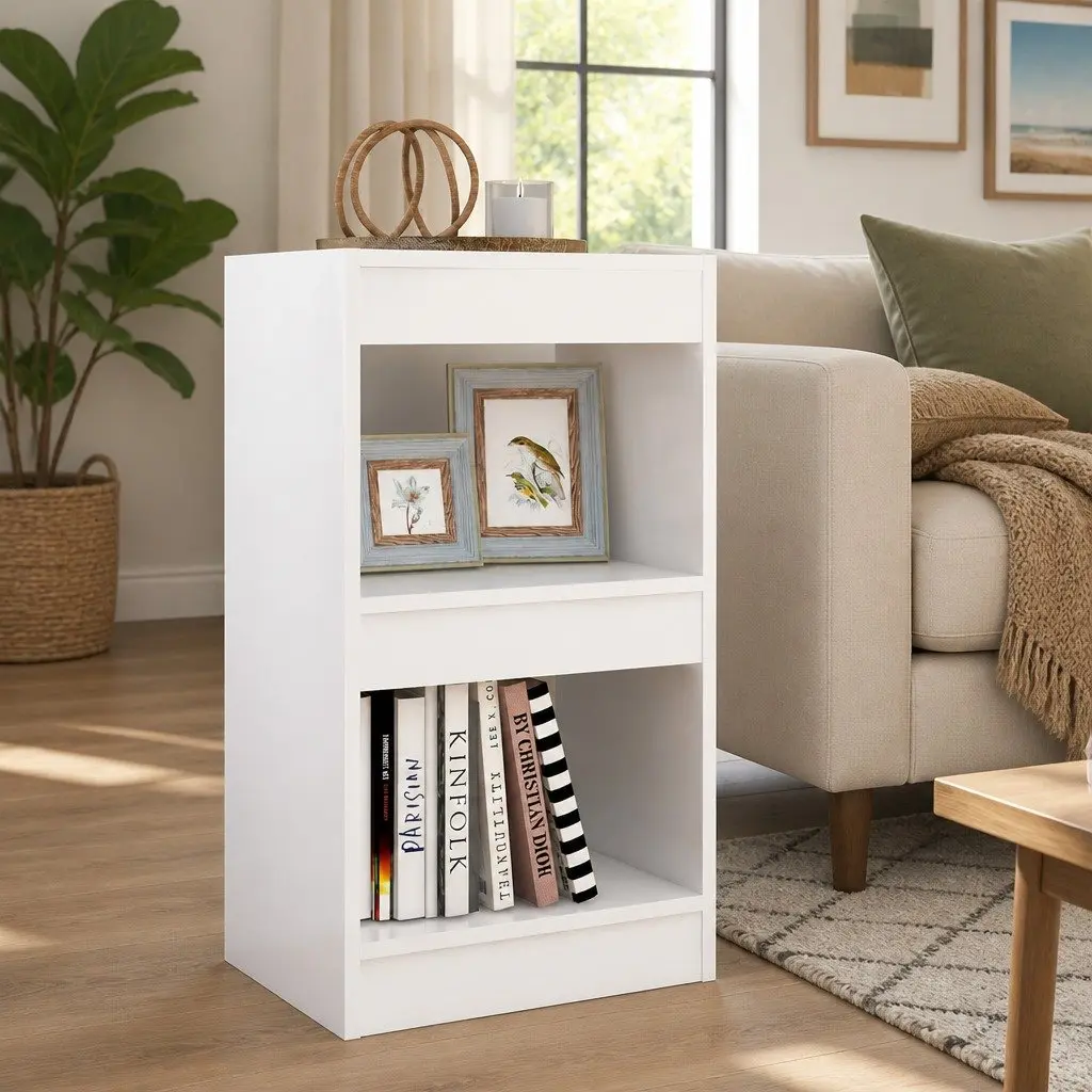 Book Cabinet Room Divider Storage Unit Ample Space 40x30x72cm White
