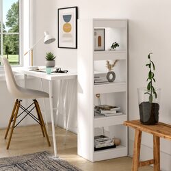 White Book Cabinet with Room Divider, 40x30x135cm