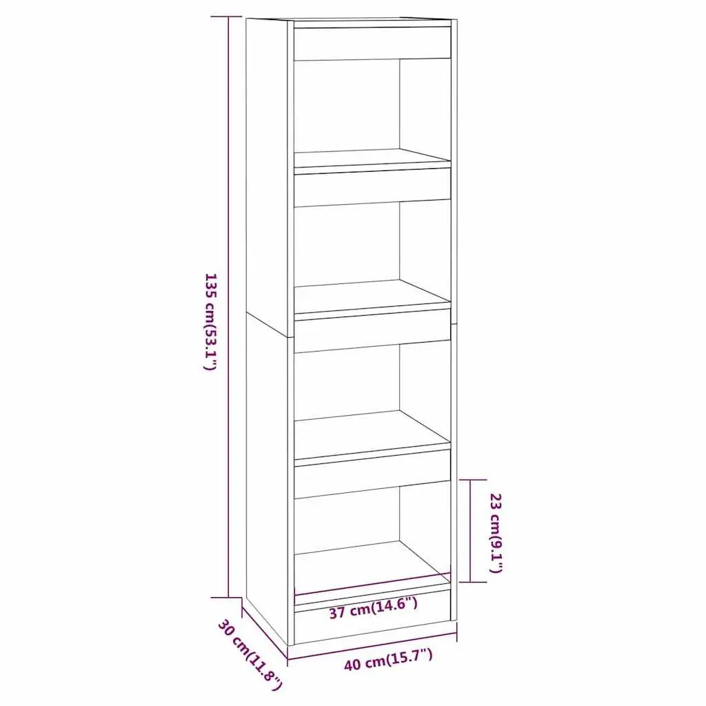 White Book Cabinet Standing Shelf Storage Organiser Room Divider 40x30x135cm