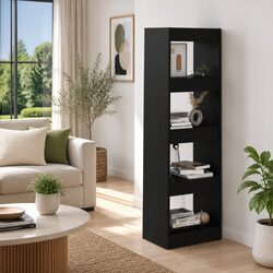 Black Book Cabinet with Room Divider Functionality