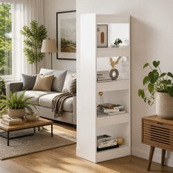 High Gloss White Book Cabinet with Room Divider Function