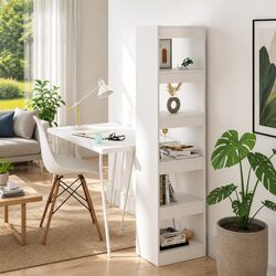 Functional White Book Cabinet Room Divider with Storage