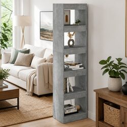 Grey Standing Shelving Unit with Room Divider Functionality