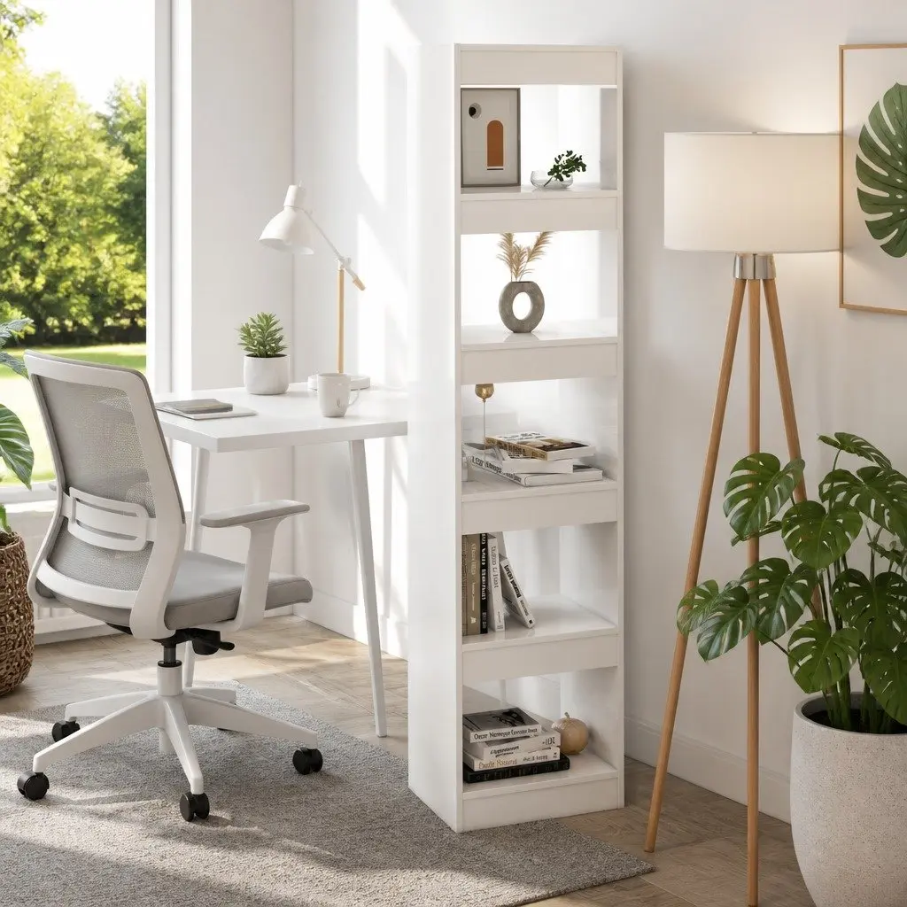 Book Cabinet Room Divider High Gloss White Bookshelf 40 x 30 x 166 cm