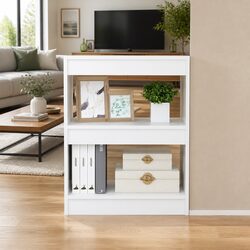 White Room Divider Book Cabinet with Ample Shelving