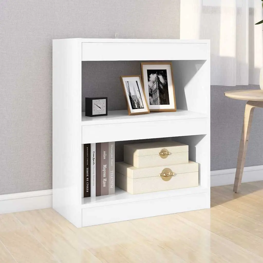 Book Cabinet Room Divider Storage Organizer 60cm White High Gloss