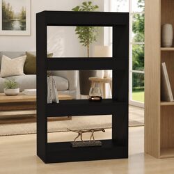 Black Engineered Wood Book Cabinet Room Divider