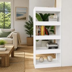 White Engineered Wood Book Cabinet Room Divider 60x30x135 cm