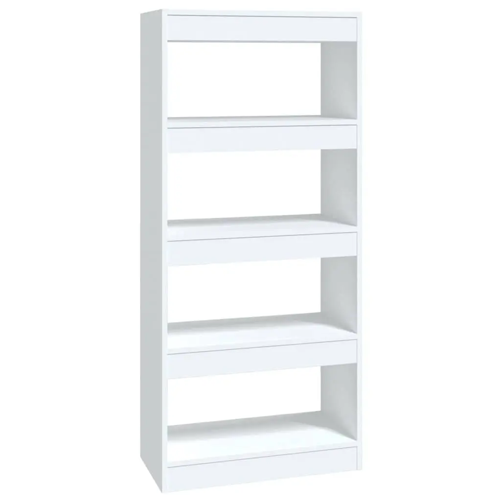 Bookshelf Room Divider Spacious Storage 60x30x135 cm White Engineered Wood