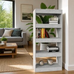 Engineered Wood Book Cabinet Room Divider in Grey
