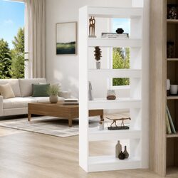 60x30x166 cm White Book Cabinet Room Divider in Engineered Wood