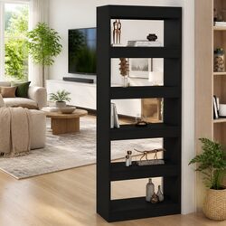 Black Engineered Wood Book Cabinet Room Divider 60x30x166 cm