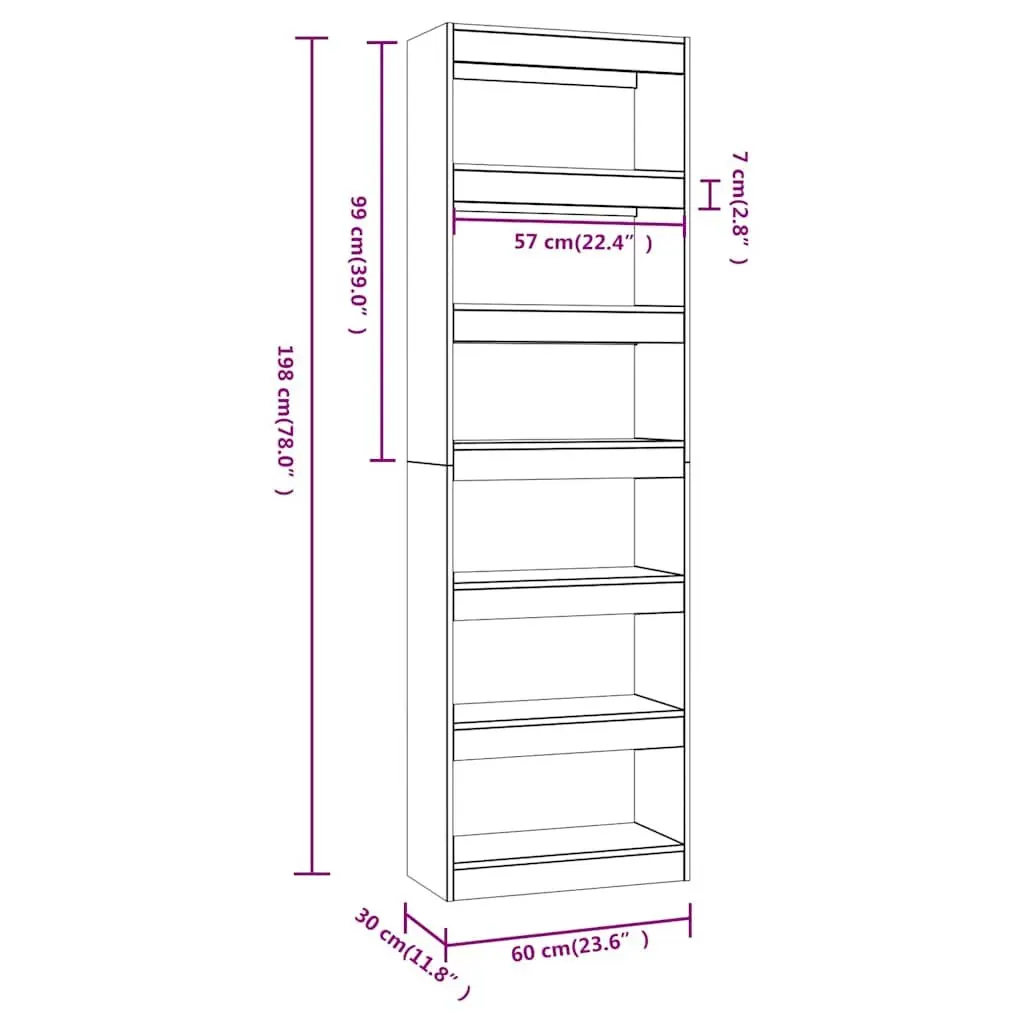 Wooden Room Divider with Storage Feature in Black 60cm Width 30cm Depth 198cm Height
