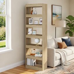 Wooden Room Divider Book Cabinet with Ample Storage