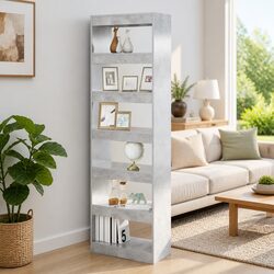 Bookcase Shelving Unit Room Divider 60x30x198cm Grey