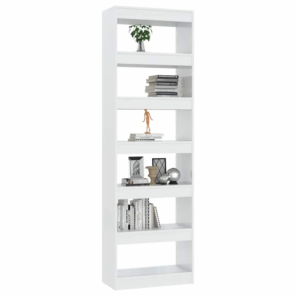 Book Cabinet Room Divider Sturdy Tall Storage Unit High Gloss White