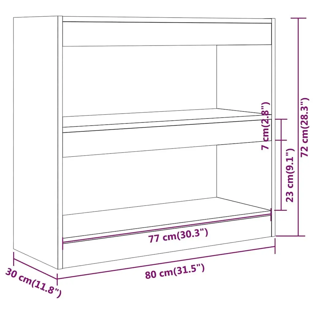 Book Cabinet Room Divider Grey Engineered Wood 80W x 30D x 72H cm