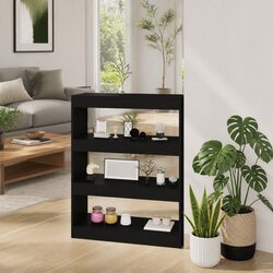 Black Engineered Wood Book Cabinet Room Divider