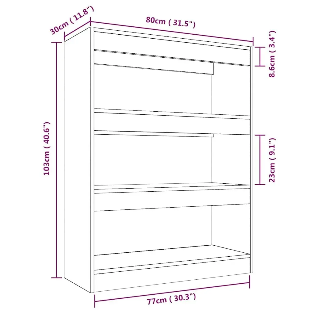 Bookcase Room Divider Sturdy Brown 80x30x103cm