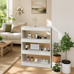 Engineered Wood Grey Book Cabinet with Room Divider Functionality