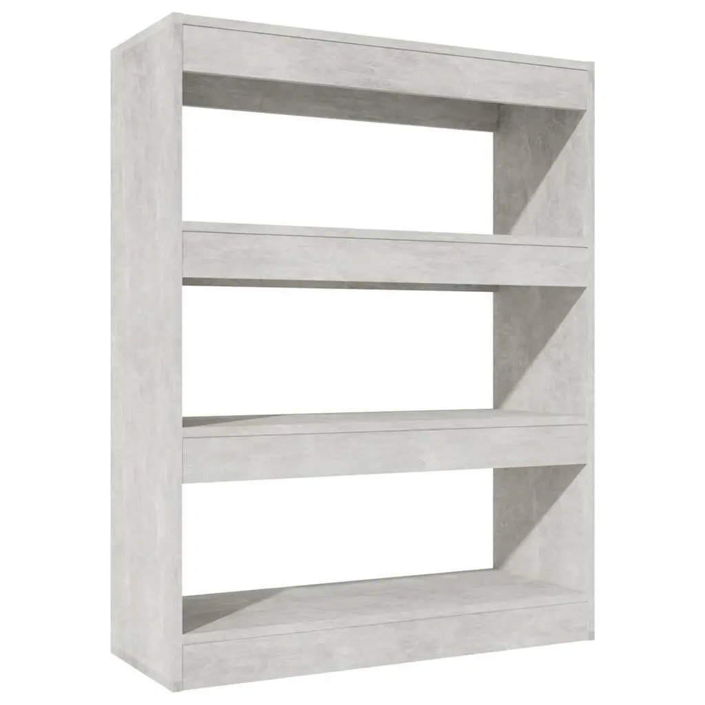 Book Cabinet Room Divider Sturdy Engineered Wood Grey
