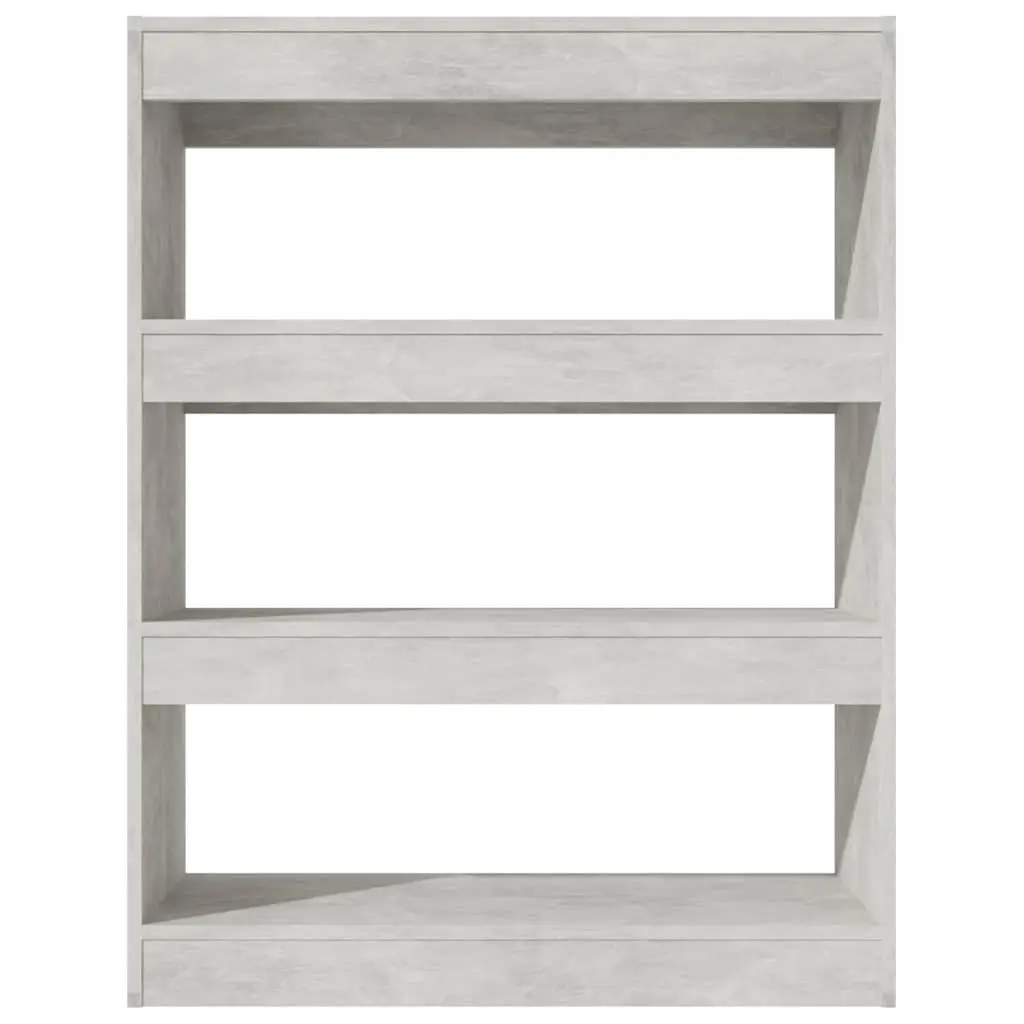 Book Cabinet Room Divider Sturdy Engineered Wood Grey