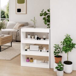 High Gloss White Engineered Wood Book Cabinet 80x30x103cm