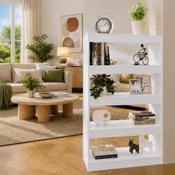 Engineered Wood Book Cabinet Room Divider White 80x30x135cm