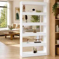White Engineered Wood Book Cabinet Room Divider