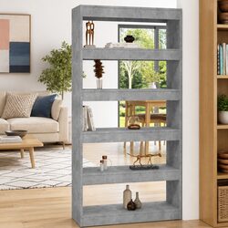 Engineered Wood Book Cabinet Room Divider in Grey
