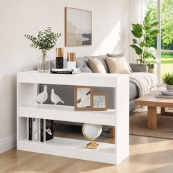 White Room Divider Shelving Unit with Storage Capacity