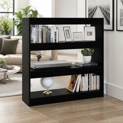 Black Storage Book Cabinet with Room Divider Function