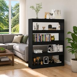 Black Storage Shelf Unit for Books and Room Division