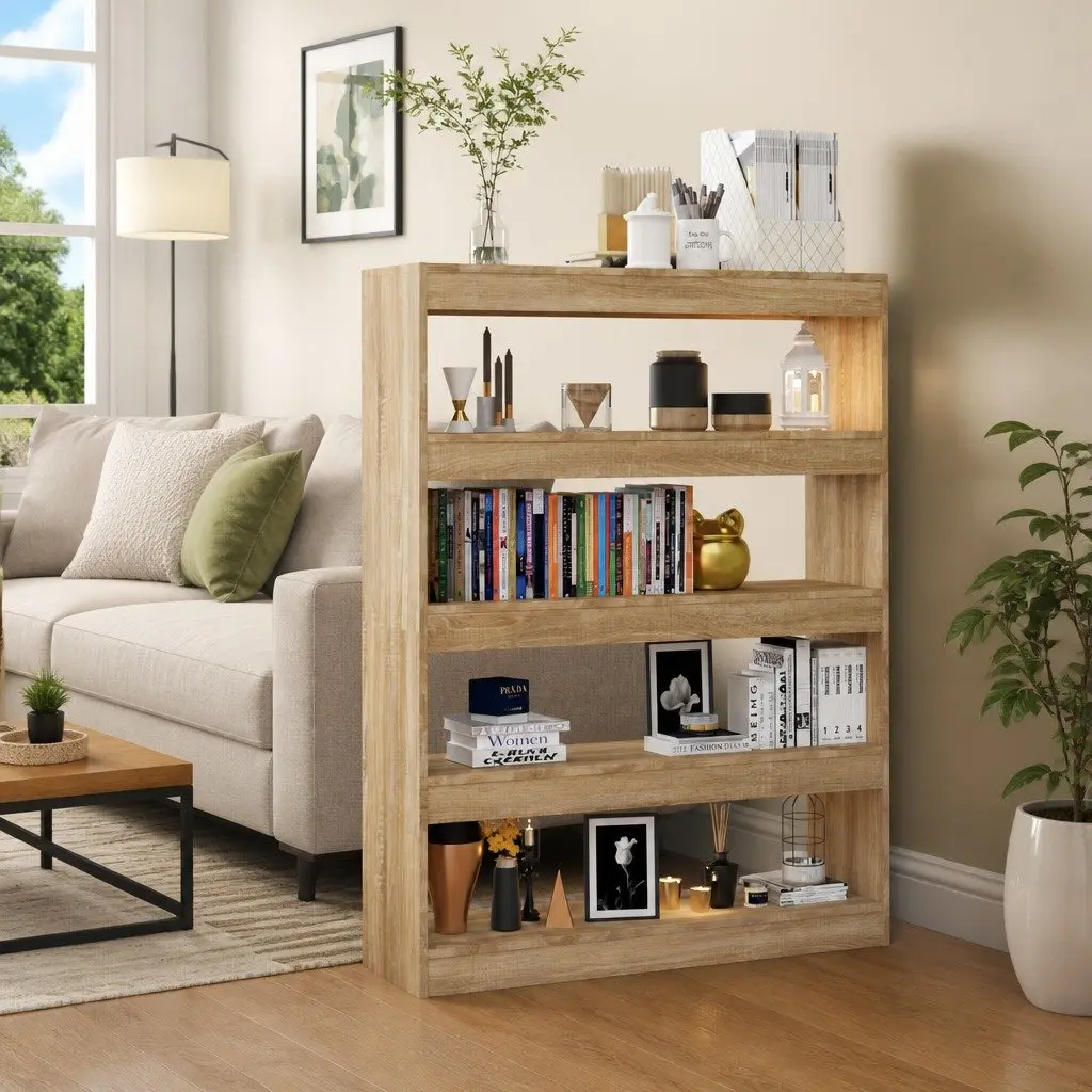 Book Cabinet Room Divider Storage Organizer 100cm Brown
