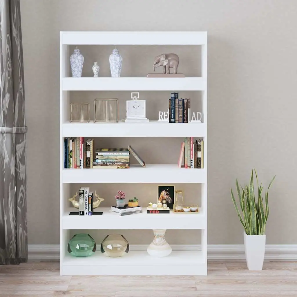 Wooden Book Cabinet Room Divider Storage Unit Sturdy 100x30x166cm White