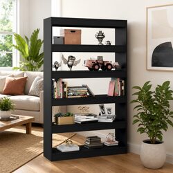 Black Wooden Bookshelf Storage Organizer for Room Division