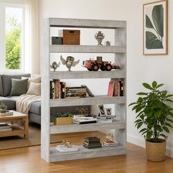 Wooden Room Divider Book Cabinet in Grey