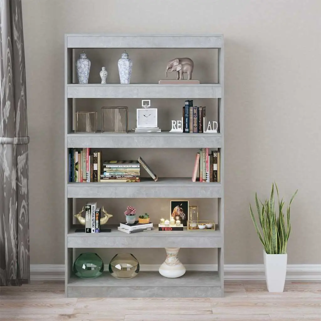 Bookcase Room Divider Storage Organizer Standing Shelf Grey 100W x 30D x 166H cm