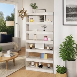 Book Cabinet Room Divider in Concrete Grey